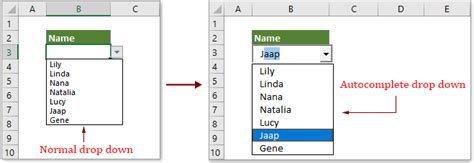 excel autocomplete dropdown