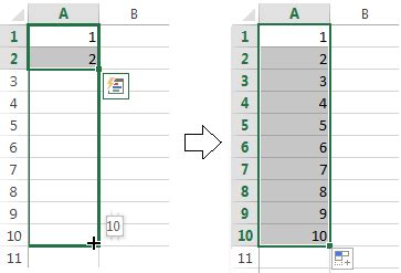 excel autofill numbers sequence not working