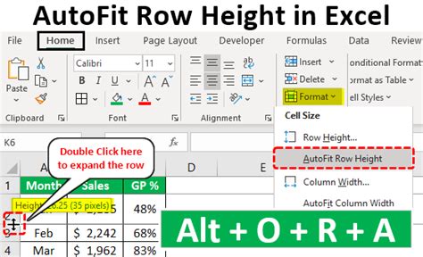 excel autofit row height to fit text