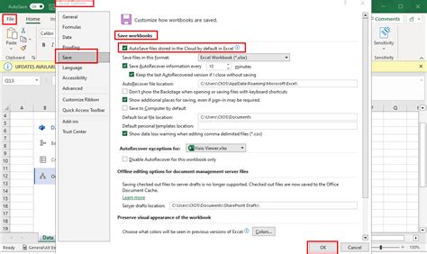 excel autosave feature