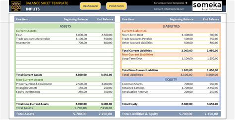 excel balance sheet format