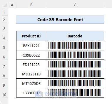 excel barcode generator code 39