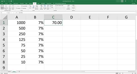 excel calculate percentage of one cell to another