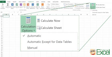 excel calculation options manual vs automatic