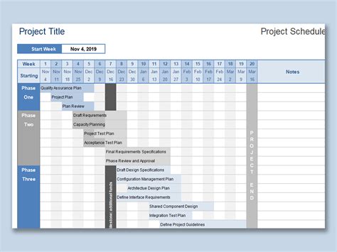 excel calendar project plan template