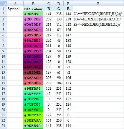 excel cell color hex value
