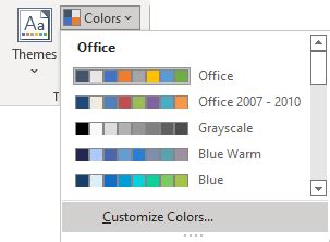 excel change default color palette