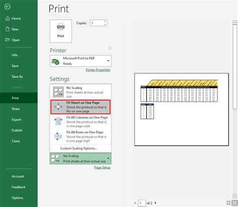 excel change scaling to fit on one page