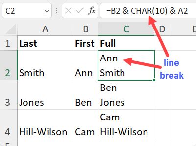 excel character code for line break