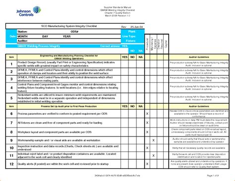 excel checklist template
