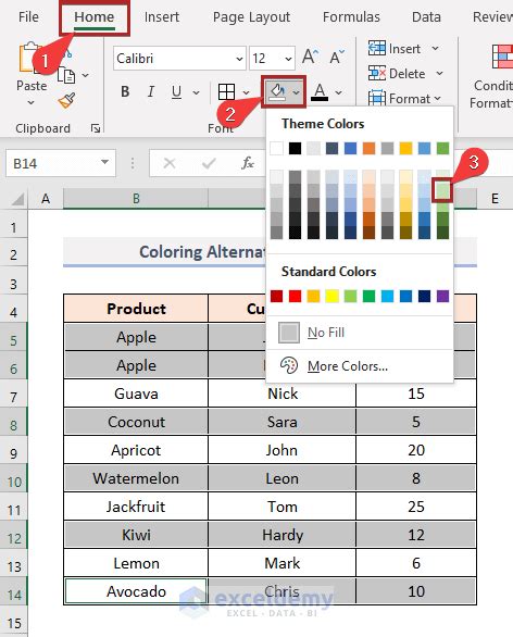 excel color row based on column value