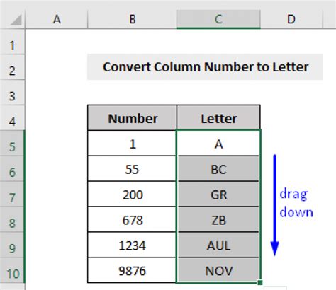 excel column letter to number conversion