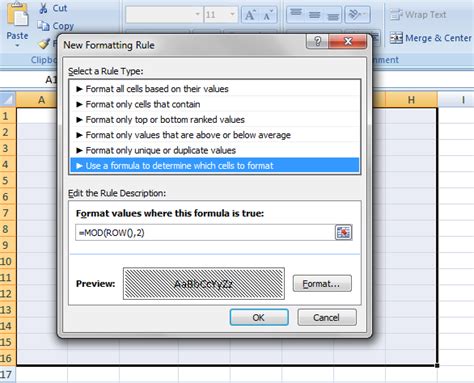 excel conditional format color alternate rows