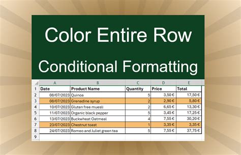excel conditional format color entire row