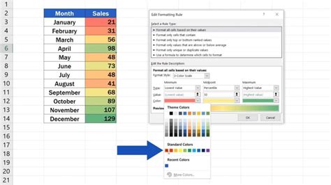 excel conditional formatting 3 color scale based on another cell