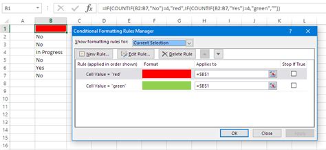 excel conditional formatting based on another cell text color