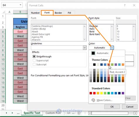 excel conditional formatting font color