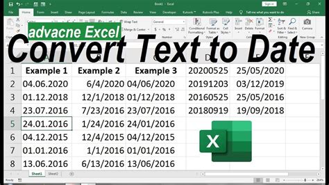 excel convert cell text to date