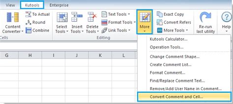 excel convert comments to cell contents