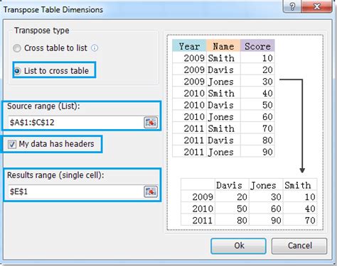 excel convert flat list to table