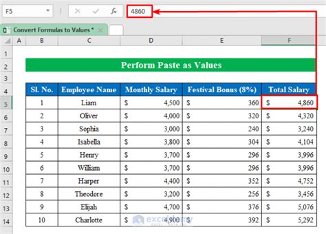 excel convert formula to value shortcut