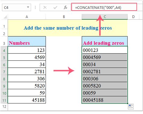 excel convert number to string with leading zeros