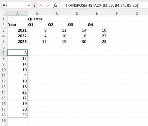 excel convert vertical list to table