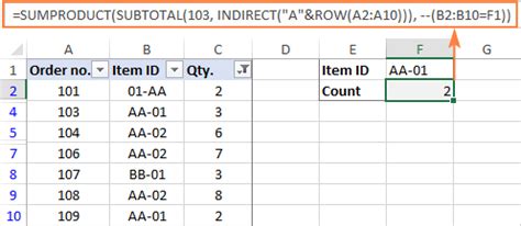 excel count cells with specific text after filter