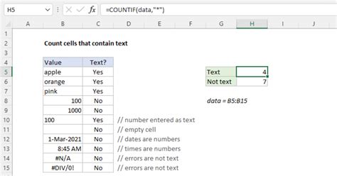excel count cells with text not formulas