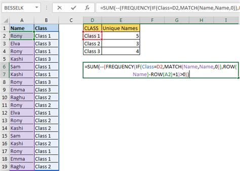 excel count frequency of unique values in a column
