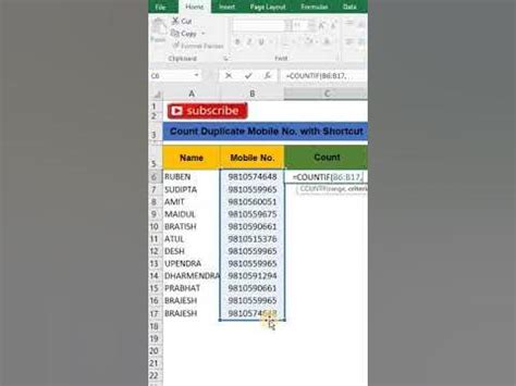 excel count how many times a duplicate appears