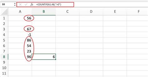 excel count if cell contains number greater than 0