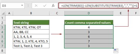 excel count items in comma separated list