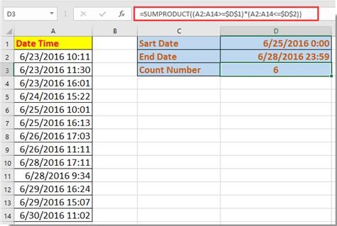 excel count number of occurrences in a date range