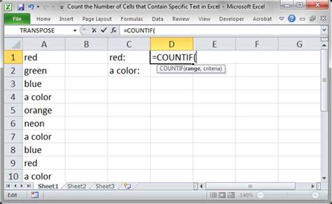 excel count text in range of cells