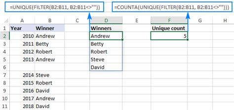 excel count unique values ignore blanks