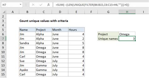 excel count unique values with criteria