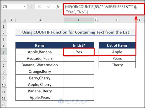 excel countif a range of cells contains text