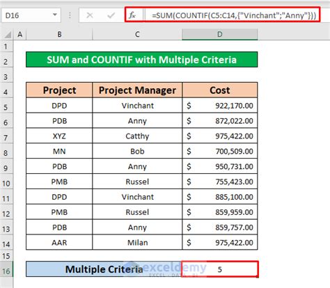 excel countif multiple criteria same column