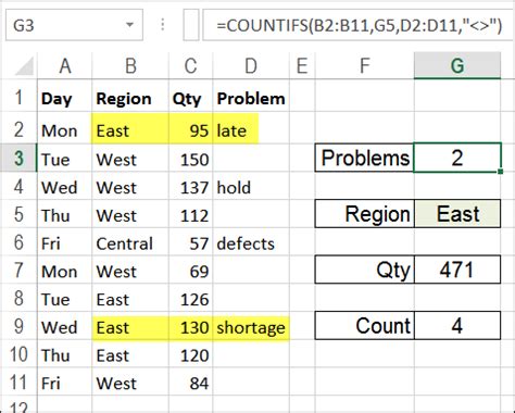 excel countif range based on another column
