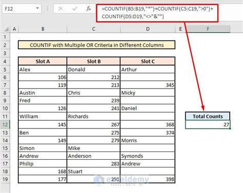 excel countif several columns