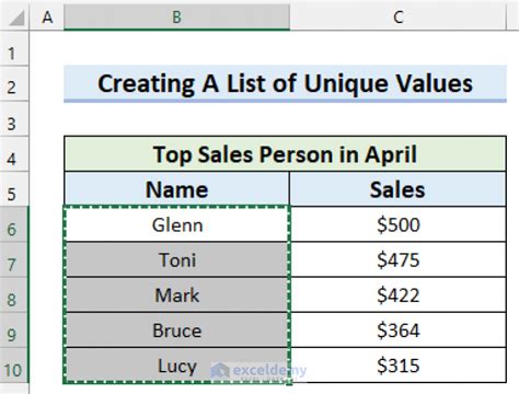 excel create list of values from multiple sheets
