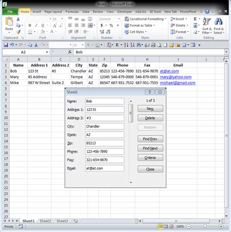 excel data entry form examples