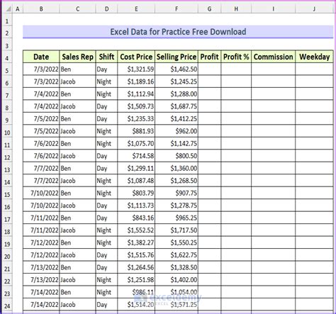 excel data free download