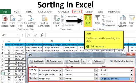 excel data sorting