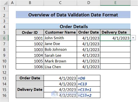 excel data validation format