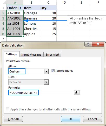 excel data validation formula length limit