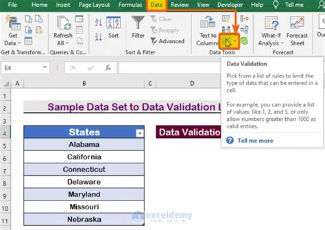 excel data validation list from table on another sheet
