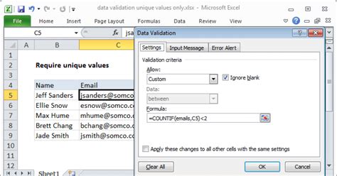 excel data validation list from table unique values only