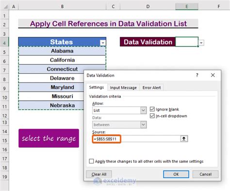 excel data validation list table column name